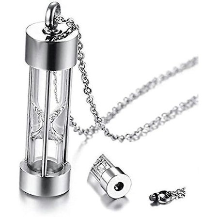 Time Memory Timeglas Glas Kremering Smykker Urne Halskæde Til Aske Urne Smykker Kremering Smykker Mindesmærke (glas-sølv) XiXi