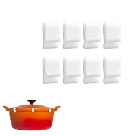 Lås for nederlandsk ovn, beskyttelsesklemmer for Le Creuset, Staub & Tramontina støpejernsgryter - Forhindrer fliser og riper white