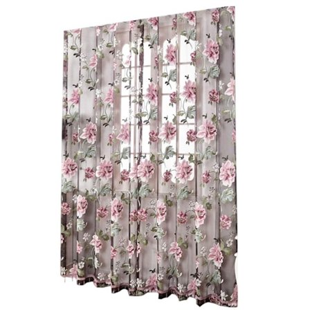 100*200CM Elegante Netgardiner Blomstret Stof Gardin Dør Vindue Draperi Panel Gardin