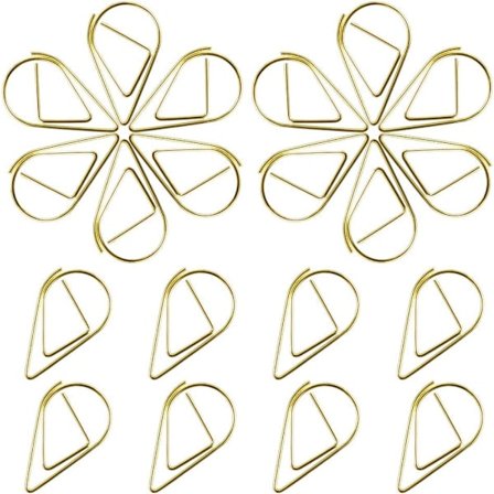 Chudian 150 Stykker Vanddråbe Papirclips, Metal Papirclips Klemmer Gyldne Dråbe Papirclips Dråbeformede Papirclips til Bøger Fotos Plakater Noter