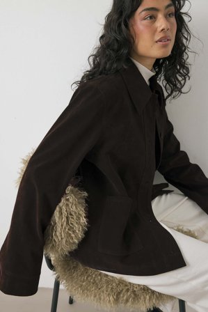 NA-KD Jacke aus Kunst-Wildleder mit Taschendetail - Kunstlederjacken - Braun - EU 44