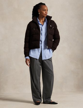 Polo Ralph Lauren Cable-Knit Wool-Cashmere Quilted Jacket - Brown - M