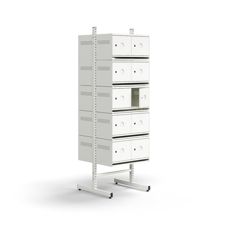 Schuhschrank ENTRY, Basis-Unterschrank, 20 Metalltüren für Etiketten, 1800x600x600 mm, weiß