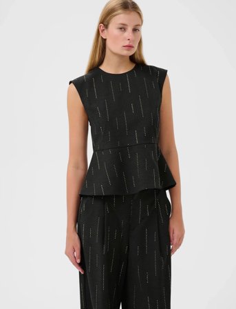 Gestuz Gzadira Peplum Top - Grey - 36