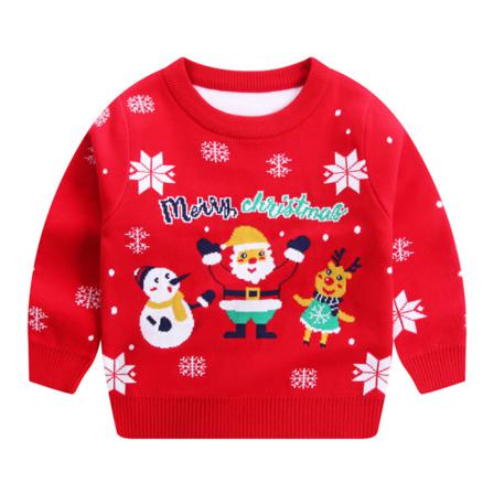 Toddler Jultomten Print Stickade Tröjor Långärmad Pullover