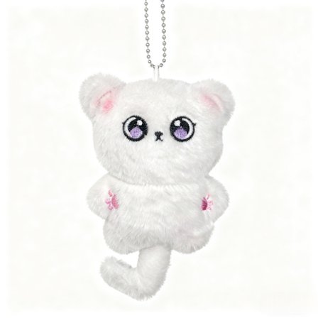 Pullea kissa-avainketjut, laukkukorut, valkoinen kissanpentu (nude)