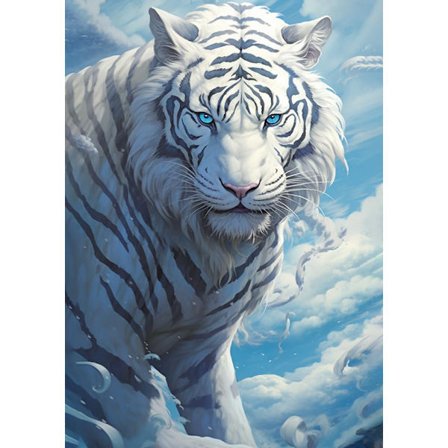 30x40cm, Den Hvide Tiger 5d diamantmalet rhinestones broderi