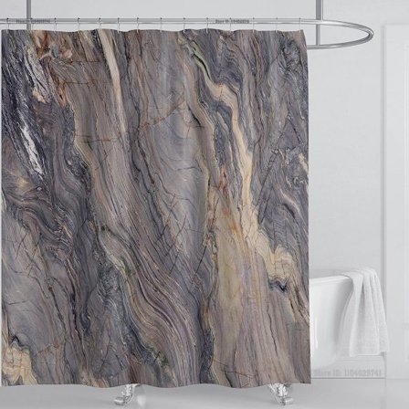 Marmor Vattentätt Duschdraperi med Krokar, Tryckt Tvättbart Duschdraperi, Heminredning, B180xH220cm