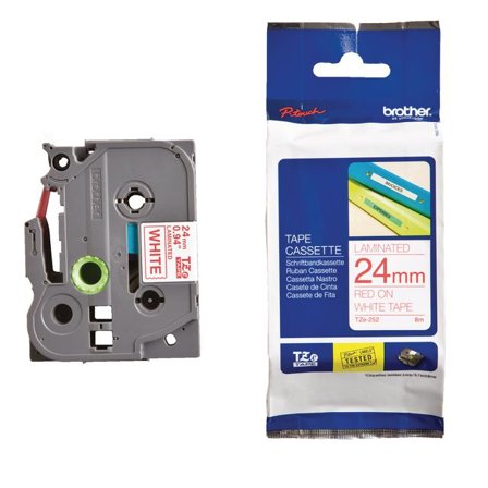 BROTHER Tape TZE252 24mm röd på vit - Lyreco - Kontorsmaskiner - Märkmaskiner och tape - Tape - Brother TZ