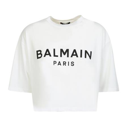 Balmain, logo print t-shirt Biały, Kobieta, Rozmiar: S