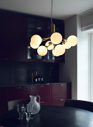 Apiales 9 taklampe Ø60 - brushed brass/opal