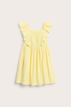 Kappahl | Krótka sukienka z kory, z falbaną Jasnożółty 122 | Jasnożółty