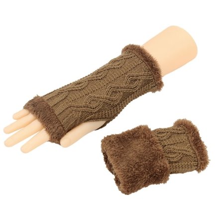 Vinter Fingerløse Håndvarmere Strikket Armvarmere for Kvinner