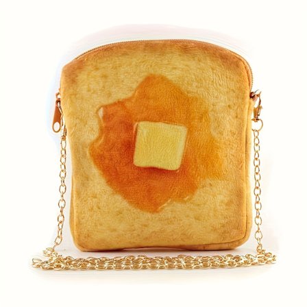 Toast Crossbody-veske for kvinner, søt frokostveske med gyllen kjedestropp