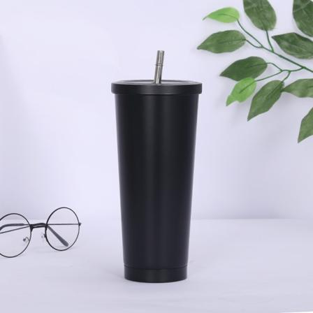 750ML 304Stainless Steel Halm Cup Stor Kapacitet Vakuum Svart black