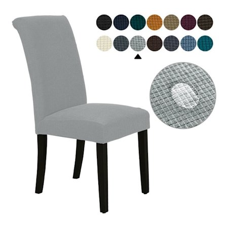 Tuolinpäällinen 6 huonetta ruokasali jacquard irrotettava pestävä tuolinpäällinen universumit tuoli häihin, keittiöön, juhlaan (6 kpl, hopea) -M