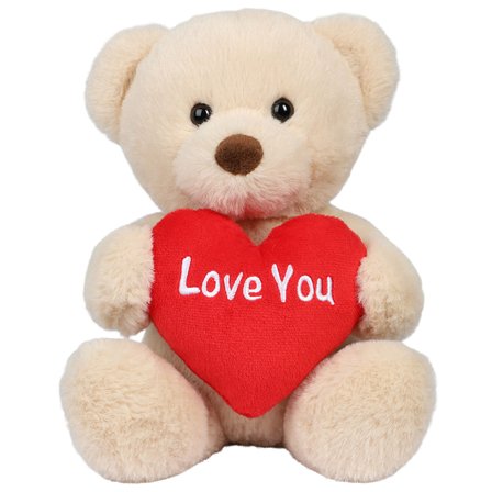 Beige Nallekarhu Sydämellä 20 cm