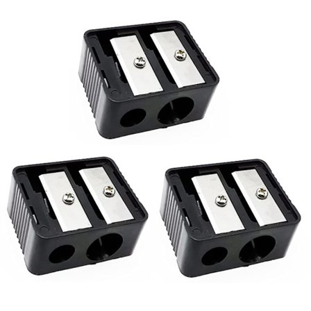 3 stk. øyenbrynsblyantspisser dobbelthulls plast blyantspisser kosmetisk blyant manuell bærbar blyantspisser