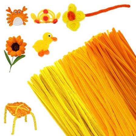 300 stk. piberensere, 3 forskellige gule piberensere bøjelig blød håndværkstråd 30 cm piberenser chenilletråd til DIY-projekter og håndværksdekoration