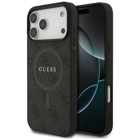 Guess 4G Ring Classic Logo MagSafe-fodral för iPhone 17 Pro Max - svart