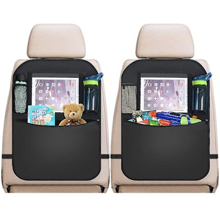 Bil arrangør, 2 pak bil bagsæde arrangør, vandtæt sparkemåtter bil bagsæde beskytter med multi lommer 64*46cm