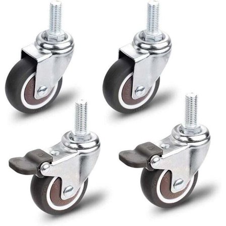 Møbelhjul 4-pak med bremse 2 drejelige M10x25mm 40kg Kapacitet Universelle til møbler