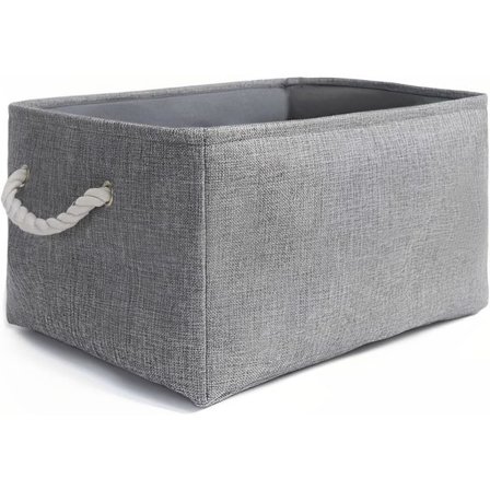 Foldbar Opbevaringsboks, Tyk Stof Opbevaringskurv med Håndtag til Hylde Legetøj (M, Grå)