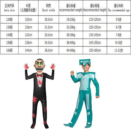 Halloween Robloxing Fancy Kostumer Børn Spandex Tøj Til Børn Kostume Maske Piger Drenge Jul Body Horror Cosplay Sæt W MinecrafteEr 7-8T(140) V