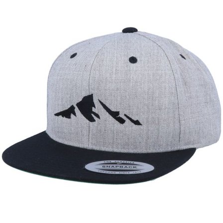 Iconic - Röd Keps - "Mountain Silhouette Heather Grey Black Snapback " @ Hatstore