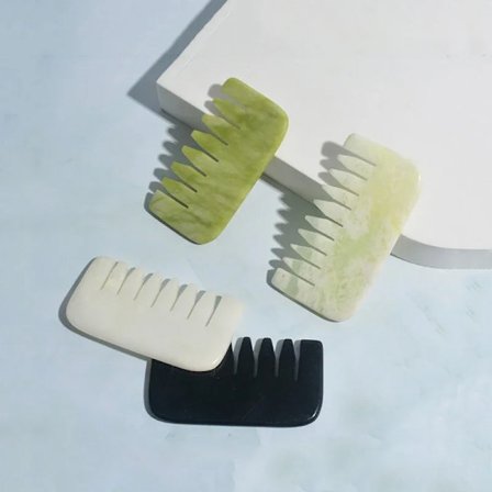 SPA Care Trigger Hair Tool Comb Face Scraper Massager Gua Scalp Comb Point Therapy Guasha Natural Sha Massage Scraping Head Jade