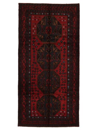 Tapis D'orient Baloutche 150X300 De Couloir Noir/Rouge Foncé (Laine, Afghanistan)