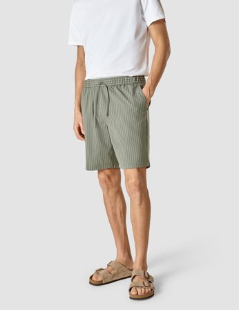Shaping New Tomorrow - Tech Linen Elastic Shorts - Green Pinstripe - Male - Size 28/