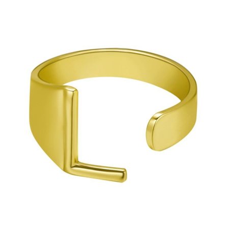 Guldpläterad ring med bokstäver minimalistisk justerbar