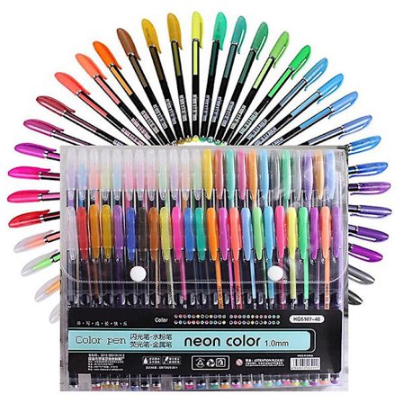 48 stk. Metallic Glitter Farver Gel Penne Til Skolekontor Malebog Journals Tegning Kunst Markører Reklame Pen[D]