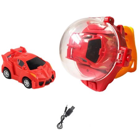 Mini Fjernbetjent Bil Ur Legetøj - 2.4 Ghz Sød Tegnefilms Håndled Racerbil Ur USB Opladning