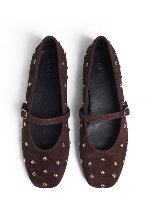 Premium Selection Ballerinas aus Wildleder mit Nieten - Flache Schuhe - Braun - EU 41