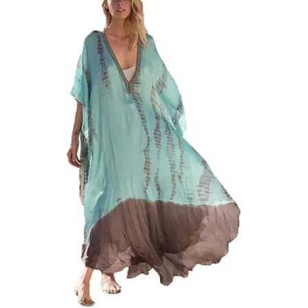 Kvinnor Plus Size Strandklänningar Kaftan V-ringad Print Turkisk Robe Kaftan Lång