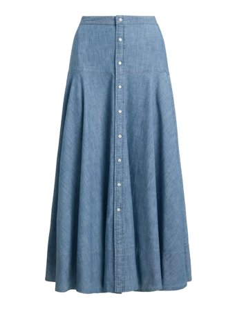 Polo Ralph Lauren | Cotton Chambray A-Line Skirt | 34