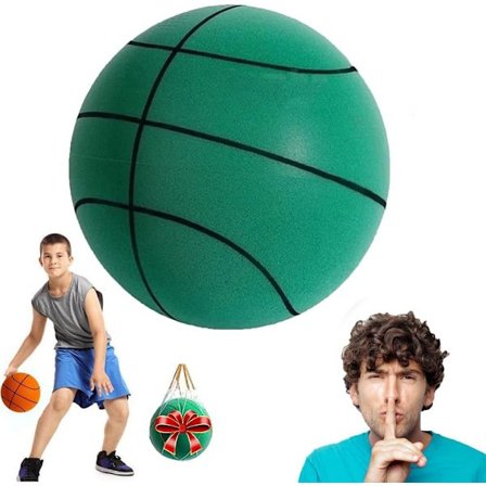 Stille basketball, 29,5 tommer, standard Hush Handle basketball, stille basketball-dribling innendørs, grønn
