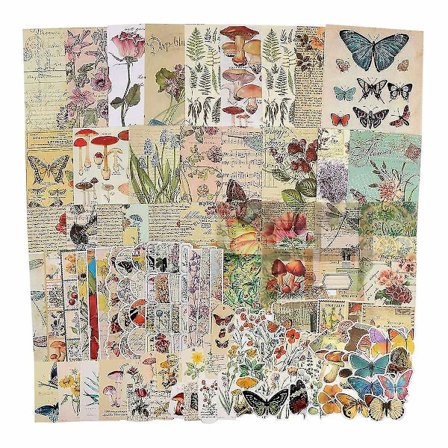 100 stk Vintage Scrapbooking Tilbehør Pakke Til Junk Journal Kunst Affald Ephemera Planner Sticker