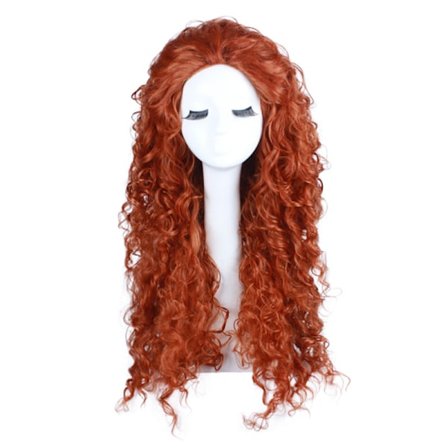 Langt krøllet hår oransje parykk cosplay rød parykk Halloween prinsesse Cos