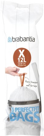 BRABANTIA PerfectFit Bin Liner Type X, 12 L, 20 Bags