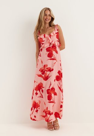 ONLY - Onlhyaci S/L FRILL LONG AOP DRESS