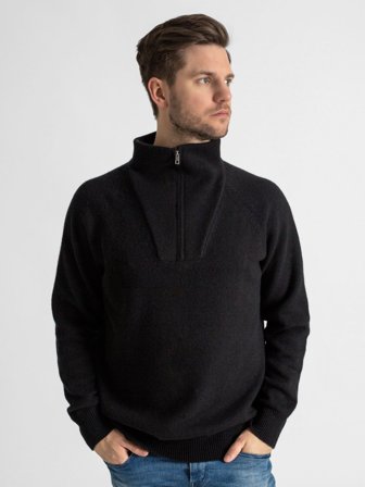 Kashmina - Herre kashmirgenser "Frost zip" - Sort - Size L