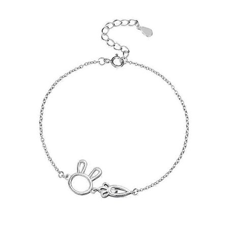 Armbånd, S925 Sølv Sød Dame Gulerod Kanin Frisk Sommer Udhulet Hånd Smykke