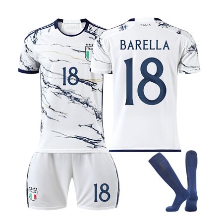 23 Europacupen Italien bortafotbollströja NR. 18 Barella jerseyset