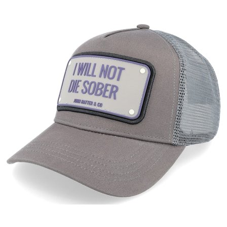 John Hatter & Co - Grijs trucker Cap - Not Die Sober Grey Trucker @ Hatstore