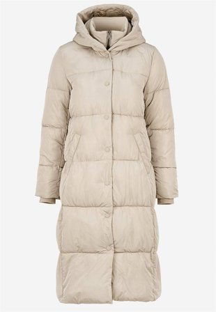 Cellbes of Sweden - Lang vinterfrakk i beige for damer i størrelse 46/48