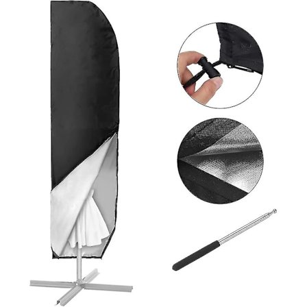 Parasollskydd med Stång, Skyddande Överdrag för Fribärande Parasoll 2 Till 4 M Stort Parasollskydd, UV-skydd