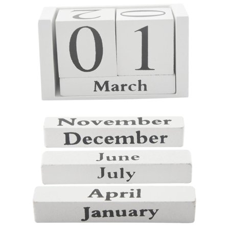 Vintage Tre Evigvarende Kalender Shabby Chic Blokker Skrivebordskalender Rustikk Trekvadratkalender